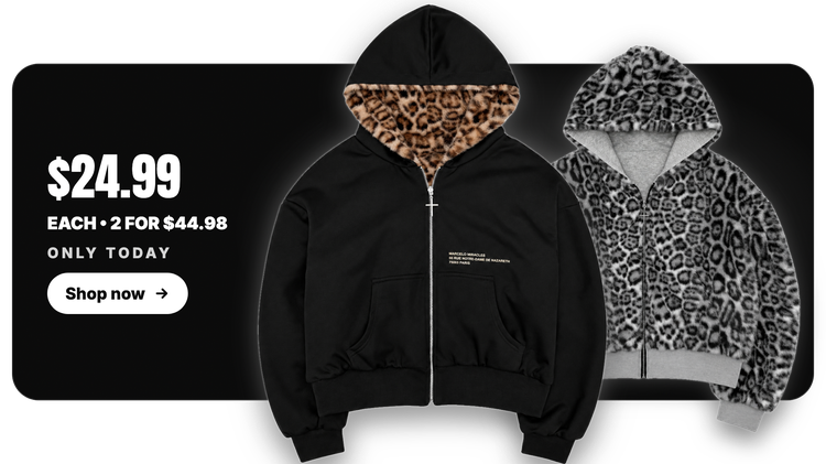Reversible Leopard Zip Hoodie display card